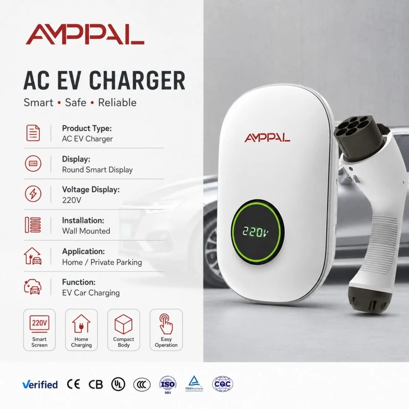 11kW Portable Wall-Mounted AC EV Charging Unit for Residential & Commercial Use